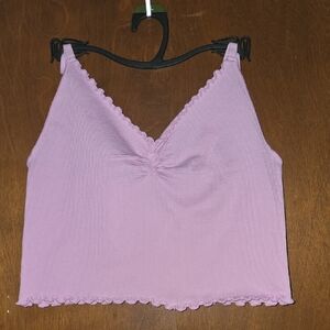 No Boundaries Lavender Ribbed V-Neck Crop Tank